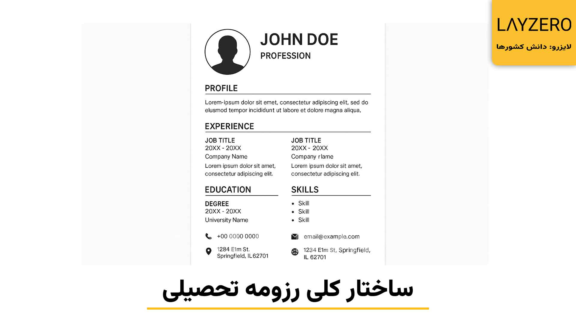 لایزرو: پایگاه، دانش کشور ها و مهاجرت | ساختار کلی رزومه تحصیلی