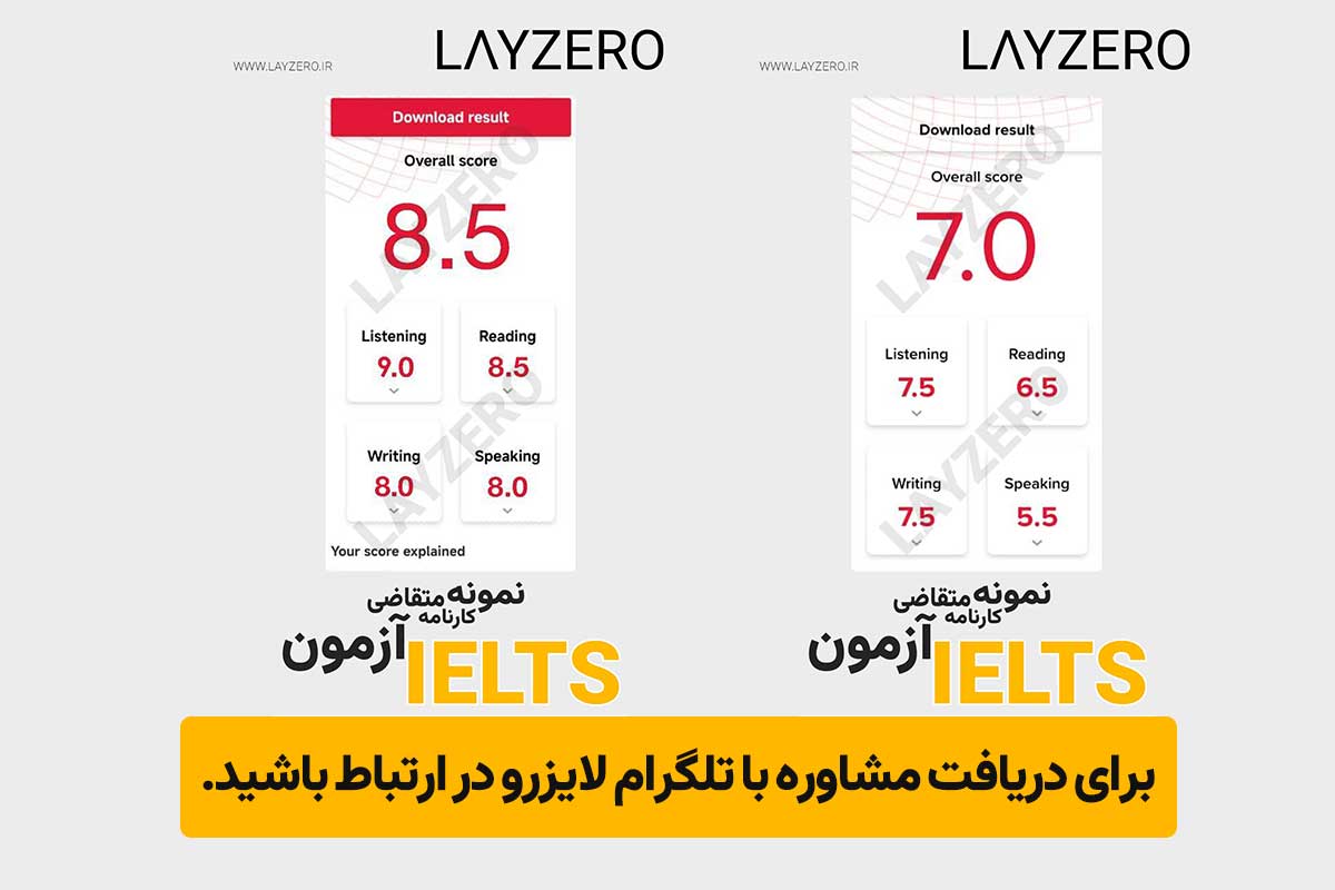 نمونه مدرک زبان آیلتس